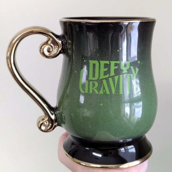 Wicked DEFY GRAVITY Elphaba Mug, Double Sided Pedestal Style Mug w/ Gold Accents - Picture 5 of 8